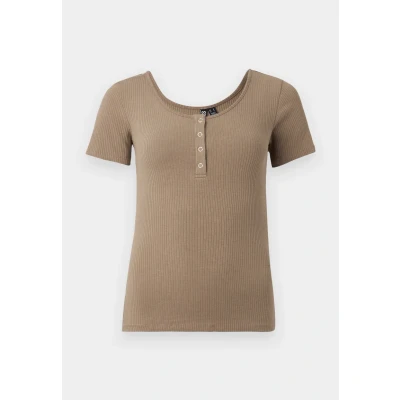 Afbeelding van Pieces Pckitte Tshirt basic, Dames, Maat: Large, Fossil