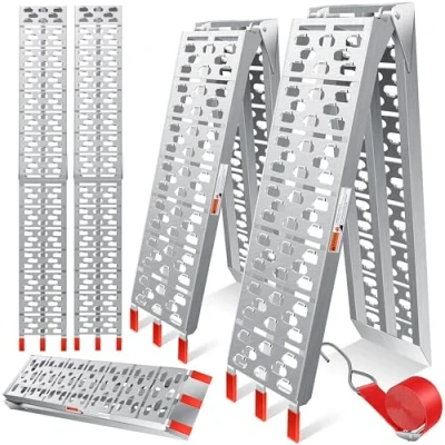 Afbeelding van Masko® 2 x aluminium oprijplaat, laadklep, laadplank, antislip, opvouwbaar