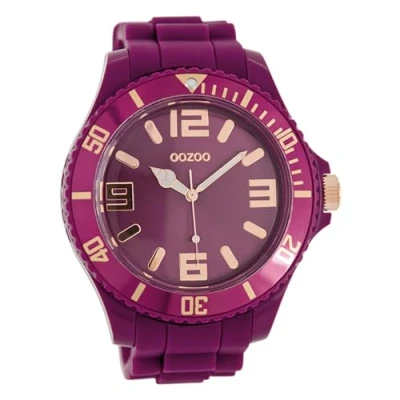 Afbeelding van OOZOO Timepieces aubergine paarse horloge met rubber band C5025