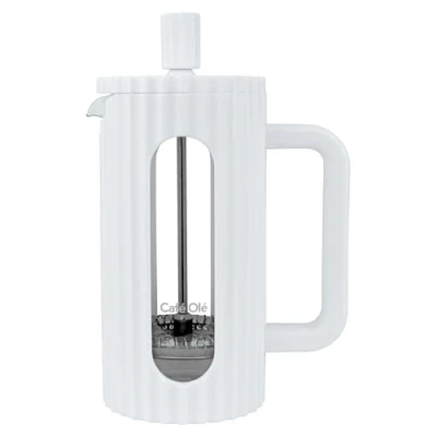 Afbeelding van Café Olé Ciao Cafetière 3 tasses, en acier inoxydable, à filtre, piston, blanche