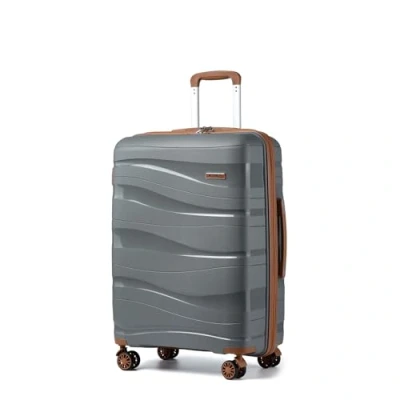Afbeelding van Kono Handbagagekoffer, harde schaal, polypropyleen, reiskoffer met 4 wielen en slot TSA 2094, grijs.
