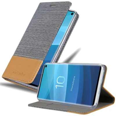 Afbeelding van Cadorabo Hoesje geschikt voor Samsung Galaxy S10 5G in LICHTGRIJS BRUIN Beschermhoes met magnetische sluiting, standfunctie en kaartvakje Book Case Cover Etui