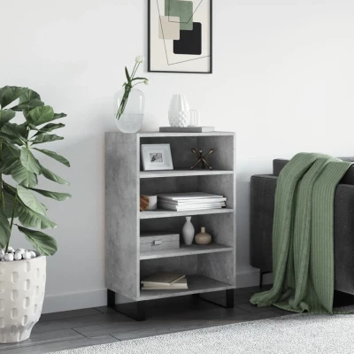Afbeelding van Hoge kast 57x35x90 cm bewerkt hout betongrijs