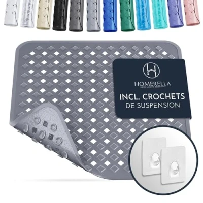 Afbeelding van HOMERELLA Douchemat antisplip 53x53 cm Inclusief ophanging BPA vrij &amp; latexvrij badmat Badmatten schimmelbestendig machine wasbaar