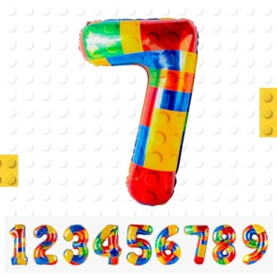 Afbeelding van Verjaardagsballon in de vorm van een cijfer 7 jaar, XXL, decoratie voor kinderverjaardag, enorme folieballon 101 cm, heliumverjaardagsdecoratie