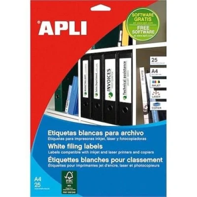 Afbeelding van Stickers/Etiketten Apli Wit 25 Lakens 190 X 38 Mm