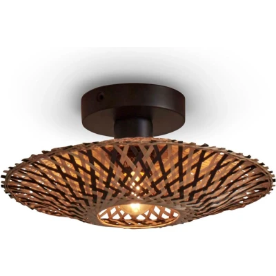 Afbeelding van GOOD&amp;MOJO Plafonniere Kalimantan Bamboe/Zwart Ø30cm Bruin
