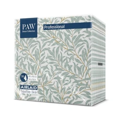 Afbeelding van PAW Serviette de Table Papier Airlaid (40 x 40 cm) I 50 Pièces Idéal pour Mariage, Baptême, Communion, Anniversaire Serviettes en Tissu Décoration Branche Saule