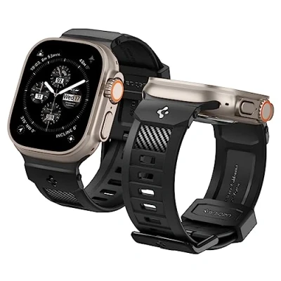 Afbeelding van Spigen Rugged Band compatibel met Apple Watch Ultra 2/1 49 mm, Serie 10 46 9/8/7/6/5/4/SE 45 44 zwart