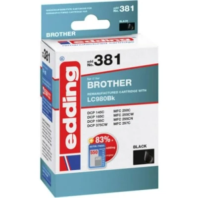 Afbeelding van Edding Inktcartridge vervangt Brother LC 980BK Compatibel Zwart EDD 381 18