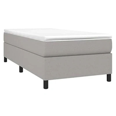 Image de vidaXL Cadre de lit Gris clair 90x200 cm Tissu