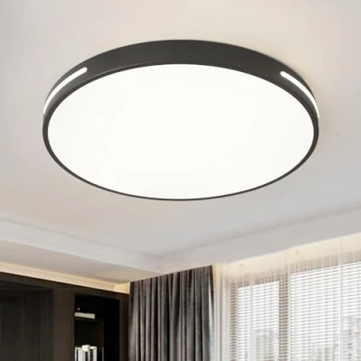 Afbeelding van Style home Led plafondlamp, 96 W, metaal, diameter 50 x 5 cm, dimbaar met afstandsbediening, 3000 K 6000 K, ronde lamp voor woonkamer, slaapkamer, kantoor, keuken (zwart)