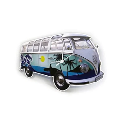 Afbeelding van BRISA VW Volkswagen Collection Werkplaatswandklok in busdesign T1 (surf/blauw)