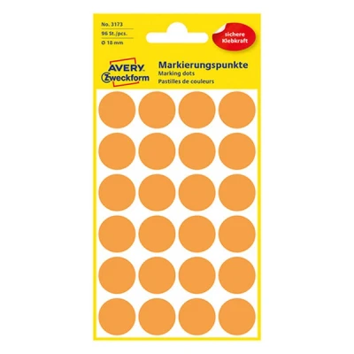 Image de Etiquette Avery Zweckform 3173 rond 18mm orange vif 96 pcs