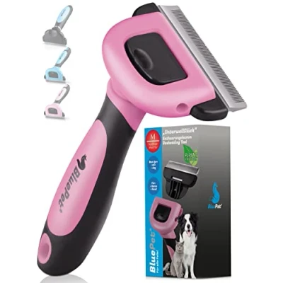 Image de BluePet brosse pour chat et chien à poils courts enlever les morts le sous poil I Jusqu&#039;à 90 % de en moins Peigne chiens chats comme idéale