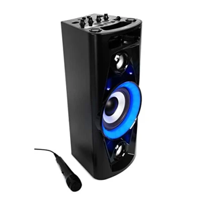 Image de Système karaoké Reflexion PS07BT Spécificités HiFi: avec fonction karaoké, microphone, lumière d&#039;ambiance, rechargeable