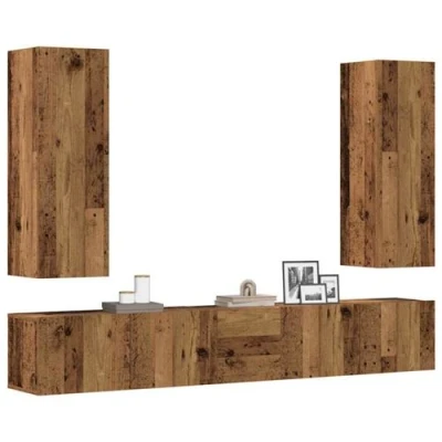 Afbeelding van vidaXL 5 delig Tv meubelset wandmontage bewerkt hout oud houtkleurig