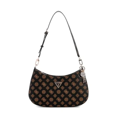 Afbeelding van GUESS Schoudertas Noelle Top Zip Shoulder Bag Mocha Logo Donkerbruin