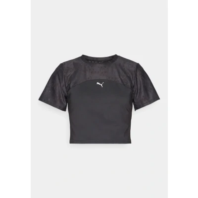 Afbeelding van Puma TOP Short Sport Tshirt, Dames, Maat: Large, Black