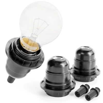 Afbeelding van greate. Set van 3 E27 zwarte lampfitting zwart 250 V 60 W lampvoet kunststof fitting voor tafellamp, vloerlamp of plafondlamp