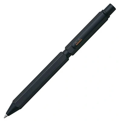 Afbeelding van RHODIA 9342C Multipen ScRipt 3 in 1 2 balpennen 0,5 mm, zwart en rood + vulpotlood grafiet zeshoekige behuizing van geborsteld aluminium, navulbaar, gum onder de schuiver