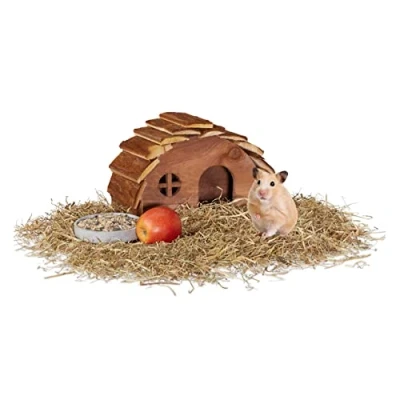 Afbeelding van Relaxdays hamsterhuis hout knaagdierhuis hamsterhuisje accessoire speelhuisje