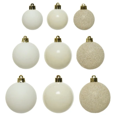 Afbeelding van Kerstbal plastic emaille glit assorted wolwit Decoris