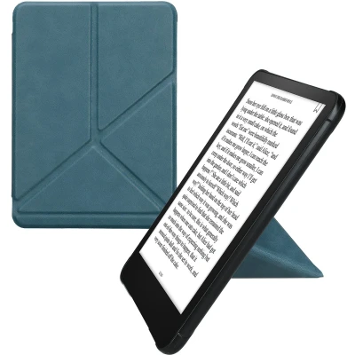 Afbeelding van kwmobile E reader hoesje geschikt voor Amazon Kindle Paperwhite (2024)/Colorsoft hoes Ereader flip case met standaard cover van kunstleer In petrol