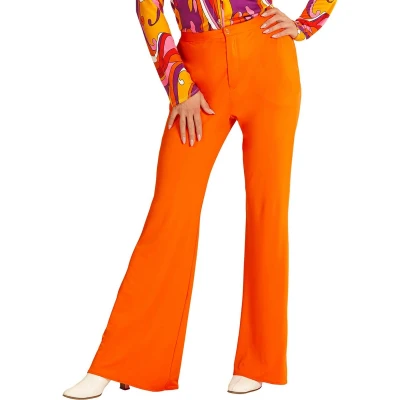 Afbeelding van Widmann Hippie Kostuum Groovy Gwendolyn 70s Dames Broek, Oranje Vrouw Large / XL Carnavalskleding Verkleedkleding