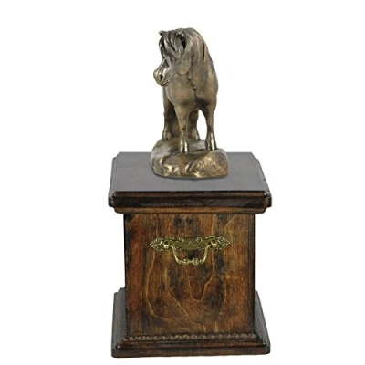 Afbeelding van Elegante urn voor paardenas met hondensculptuur van een Shetland Sheepdog