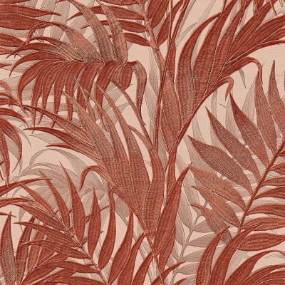 Afbeelding van Dutch Wallcoverings Grace Tropical palm leaf orange/beige vliesbehang 10m x 53cm GR322107