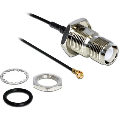 Afbeelding van MHF I (v) RP TNC kabel met afdichtring Micro Coax (1,37 mm) 50 Ohm / zwart 0,20 meter