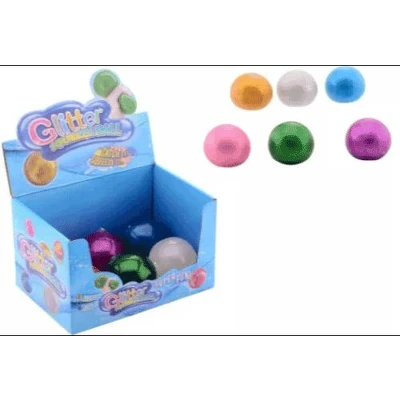 Afbeelding van 12 squeezy glitterbal in display 24335