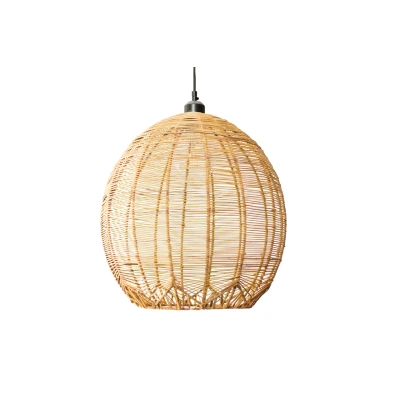 Afbeelding van Rotan / Rieten Hanglamp, Handgemaakt, Naturel, Rond, 40 cm