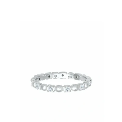 Afbeelding van Elli Ring Damesring Bolletje Vierkant Minimal met Zirkonia in 925 Sterling Zilver Dames