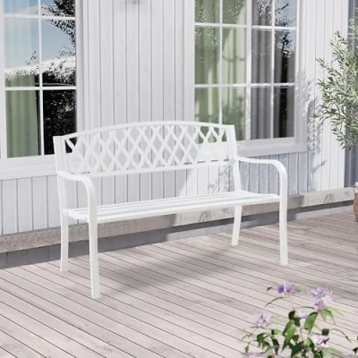 Afbeelding van Tuinbank Opsasar 127x54x88 cm wit casa.pro