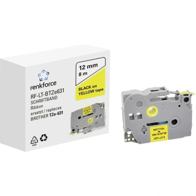 Afbeelding van Labeltape Renkforce RF LT BTZe631 Compatibel vervangt Brother TZe 631 12 mm Tapekleur: Geel Tekstkleur: Zwart 8 m