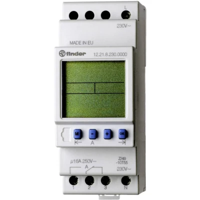 Afbeelding van Finder 12.22.8.230.0000 Schakelklok voor DIN rails 230 V/AC 2x wisselcontact 16 A 250 Weekprogramma