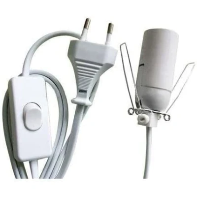 Afbeelding van LAMARE Zoutlampkabel met eurostekker en schakelaar, wit, inclusief E14 lamp.