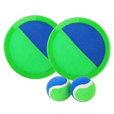 Afbeelding van Ball Catch® Green and Blue 2 rekken met klittenbandsluiting + ballen Summer Beach Game voor kinderen en volwassenen leuk stimulerend speelgoed praktisch draagbaar Outdoor