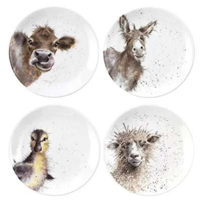 Afbeelding van RW WN4093 XW Royal Worcester Wrendale Designs set van 4 porseleinen theeborden met Ewe, Gentle Jack en Just Hatched