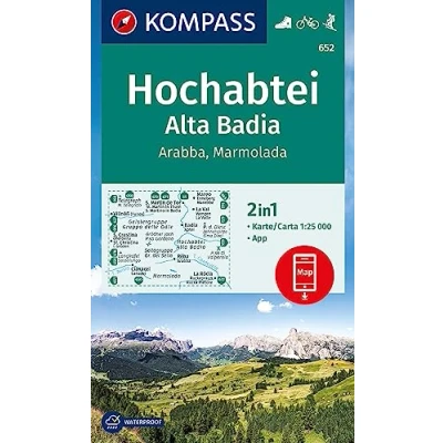 Afbeelding van KOMPASS Wanderkarte 652 Hochabtei / Alta Badia, Arabba , Marmolada 1:25.000
