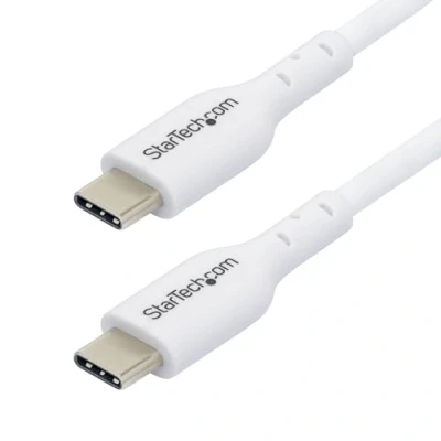 Image de StarTech.com 2m (6.6ft) White USB C Charging Cable, 2.0 Type Laptop Charger Cord, 60W 3A Power Delivery, TPE Jacket, Data Transfer M/M Câble 24 pin (M) pour 3 A 2 m