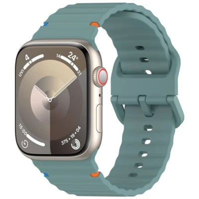 Afbeelding van Apple Watch Wave sportband Dennegroen Geschikt voor 44mm / 45mm 46mm 49mm