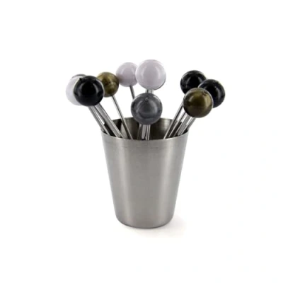 Afbeelding van HOME DECO FACTORY Smaak &amp; Proeverij KU6129 Bigornealspike met pot, roestvrij staal, meerkleurig, 3,6 x 4,1 cm
