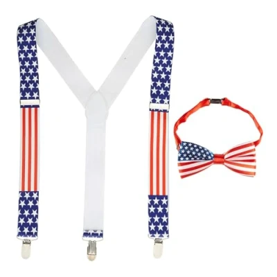 Afbeelding van W WIDMANN MILANO Party Fashion Amerikaanse kostuumset, bretels en vlinderdas, Amerika, carnaval, themafeest
