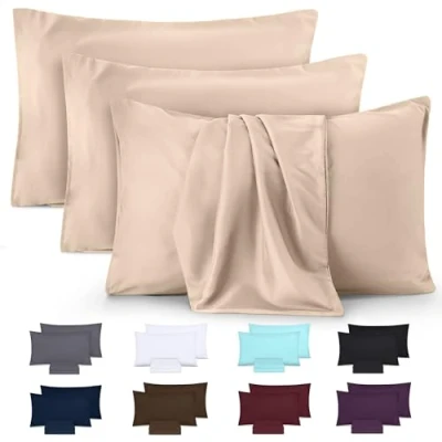 Afbeelding van Utopia Bedding Set van 4 kussenslopen, beige (50 x 75 cm), kussensloop polyester, geborsteld en zacht, met envelopsluiting