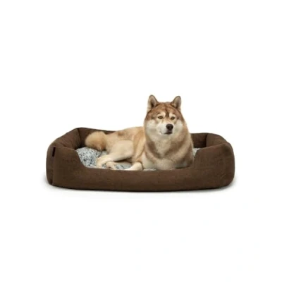 Afbeelding van lionto hondenbed met omkeerbaar kussen, hondenmand, L, 110 x 80 cm, bruin