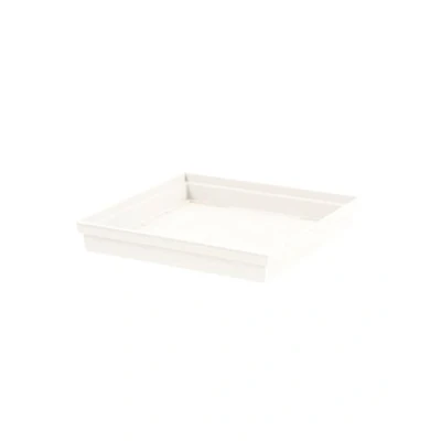 Afbeelding van Bloempot kunststof onderschaal Toscane wit vierkant L33 x B33 H5 cm Onderschalen/opvangschalen