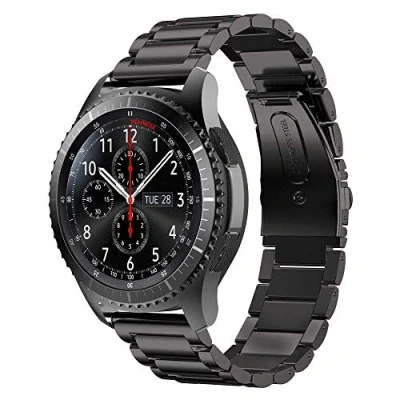 Afbeelding van SUNDAREE Compatibel met Gear S3 Frontier Horlogeband,22MM Metalen Slimme Horlogeband Armband Roestvrij Stalen Reservebandjes voor Samsung SM R770/Huawei Watch GT2 46(S3 Zwart)
